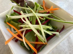 Side salad at Franchia Vegan Cafe in New York City