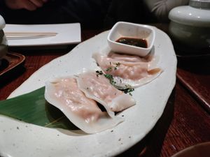 Kimchi dumplings at Franchia Vegan Cafe in New York City