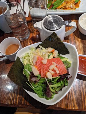 Sashimi with crab at Franchia Vegan Cafe in New York City