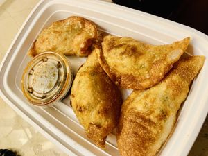 Mixed vegetable fried dumplings   at Franchia Vegan Cafe in New York City
