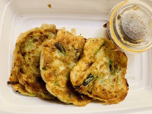 Scallion pancakes   at Franchia Vegan Cafe in New York City