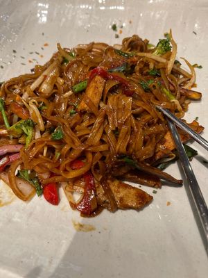 Basil drunken noodles   at Franchia Vegan Cafe in New York City