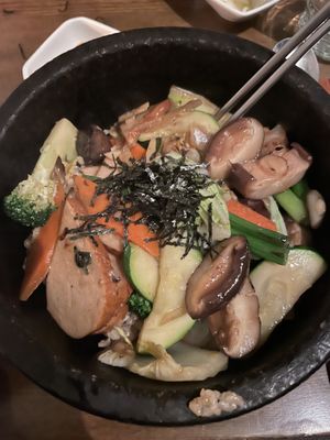 Duck stone bowl  at Franchia Vegan Cafe in New York City