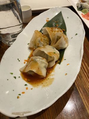 Spicy dumplings   at Franchia Vegan Cafe in New York City