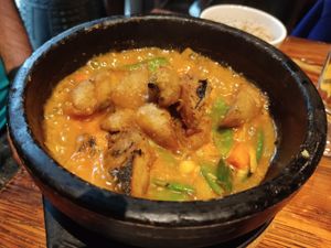 Spicy Korean hot pot at Franchia Vegan Cafe in New York City