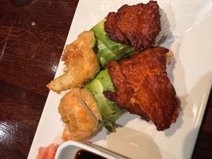 rainbow roll (our fave item) at Franchia Vegan Cafe in New York City