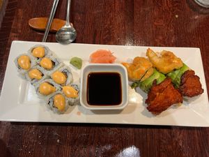 two sushi rolls  at Franchia Vegan Cafe in New York City
