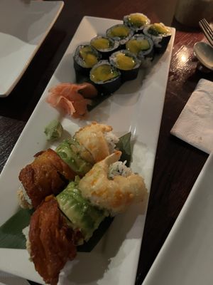 Rainbow Roll 🌈 & Mango Avocado Roll  at Franchia Vegan Cafe in New York City