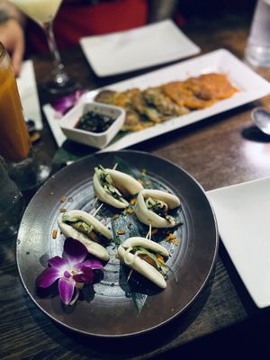 Bao and pancakes  at Franchia Vegan Cafe in New York City