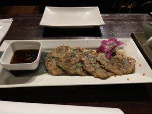 Scallion cakes   at Franchia Vegan Cafe in New York City