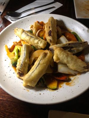 My favorite savory dish the eggplant at Franchia Vegan Cafe in New York City