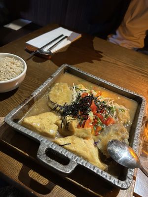 Braised tofu - average, but flavourful    at Franchia Vegan Cafe in New York City