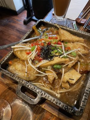 Eggplant, tofu, kabocha squash  at Franchia Vegan Cafe in New York City