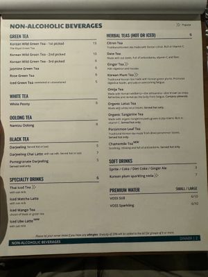 Menu - Non-Alcoholic Beverages at Franchia Vegan Cafe in New York City
