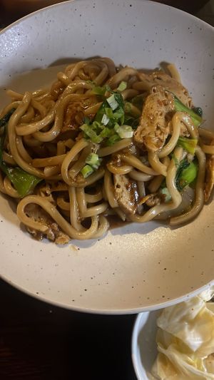 Udon Noodles were amazing   at Franchia Vegan Cafe in New York City
