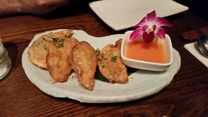 fried kimchi dumplings at Franchia at Franchia Vegan Cafe in New York City