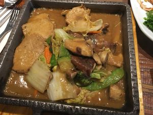 sizzling ";chicken"; at Franchia Vegan Cafe in New York City