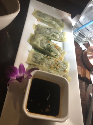 Japchae dumpling   at Franchia Vegan Cafe in New York City