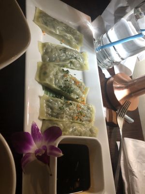 Japchae dumpling   at Franchia Vegan Cafe in New York City