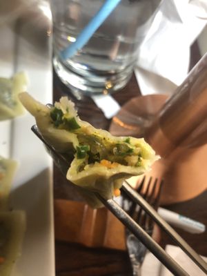 Japchae dumpling   at Franchia Vegan Cafe in New York City