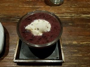 Sweet rice with coconut icecream at Franchia Vegan Cafe in New York City