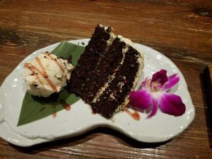 Mocha cake at Franchia Vegan Cafe in New York City