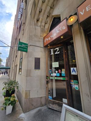 Look for the green sign at Franchia Vegan Cafe in New York City