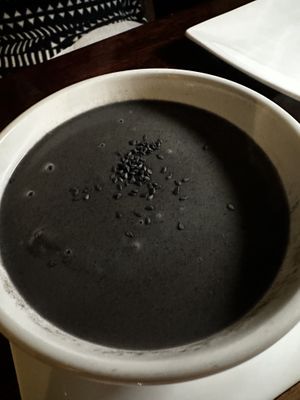 Black sesame porridge #Veganuary at Franchia Vegan Cafe in New York City