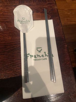 Place setting   at Franchia Vegan Cafe in New York City
