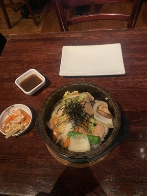 Duck stone bowl  at Franchia Vegan Cafe in New York City