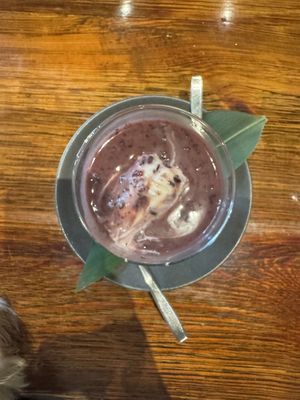 Black Sweet Rice Pudding with Coconut Ice Cream    at Franchia Vegan Cafe in New York City