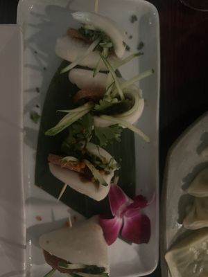 Pecking duck buns  at Franchia Vegan Cafe in New York City
