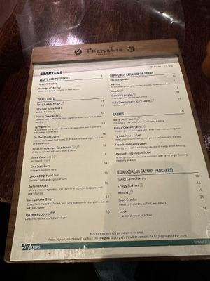 Menu  at Franchia Vegan Cafe in New York City