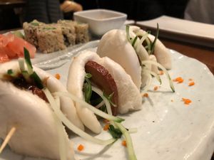 “Duck” bun at Franchia Vegan Cafe in New York City