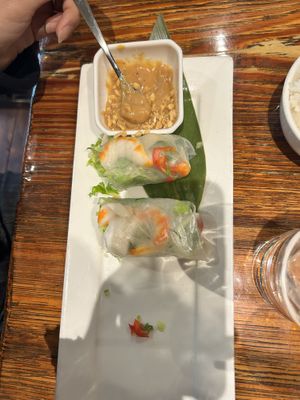 Summer rolls! First time trying shrimp  at Franchia Vegan Cafe in New York City