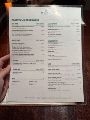 Beverage menu  at Franchia Vegan Cafe in New York City