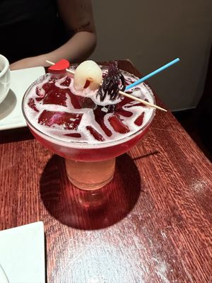 Lychee Hibiscus Spritz mocktail  at Franchia Vegan Cafe in New York City