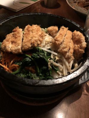 "Beef" stone pot  at Franchia Vegan Cafe in New York City