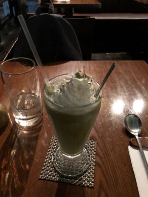 Matcha drink at Franchia Vegan Cafe in New York City