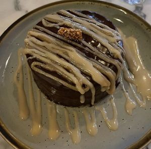 Vegan Tahini chocolate cake.. So amazing  at Amar Mediterranean Bistro in Delray Beach