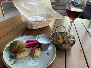 Falafel and cauliflower appetizer on restaurant week  at Amar Mediterranean Bistro in Delray Beach
