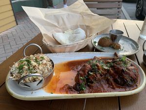 Vegan eggplant entree  at Amar Mediterranean Bistro in Delray Beach