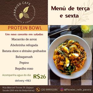 Menu Terça-feira e Sexta-feira  at Paraiso in Paraty