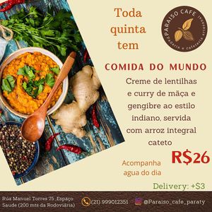 Menu Quinta-feira  at Paraiso in Paraty