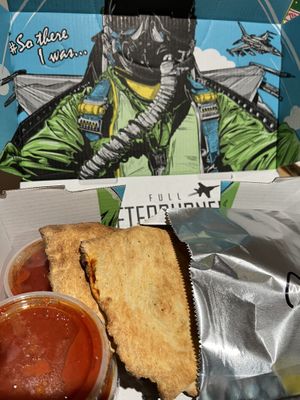 Vegan sausage calzones  at Full Afterburner Calzones in Denver