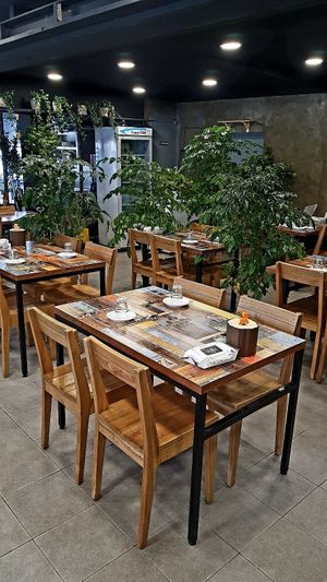 Interior of location - seating space at Think Vegan in Seoul