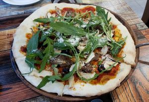 Combination pizza at Think Vegan in Seoul