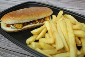 Combo Meal: Tawa Paneer Hotdog with Chips at Bharat Gangaram in North West London