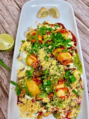 Spiced Pierogi Chaat
(vegan option without yoghurt) at Bharat Gangaram in North West London