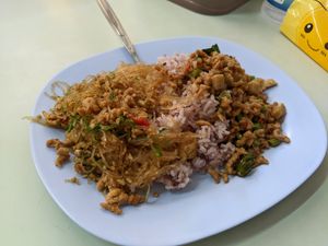 2 selections + rice, for 50 baht. at Tien Sin - Si Wiang in Bangkok